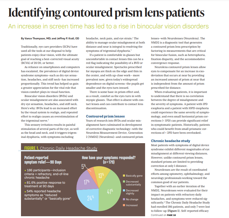 Identifying Contoured Prism Lens Patients